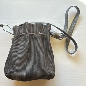 Americana By Sharif Silver Cloth Bucket Shoulder Bag